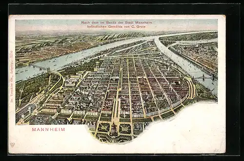AK Mannheim, Totalansicht aus der Vogelschau