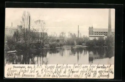 AK Neumünster, Fabriken, vom Wasser gesehen