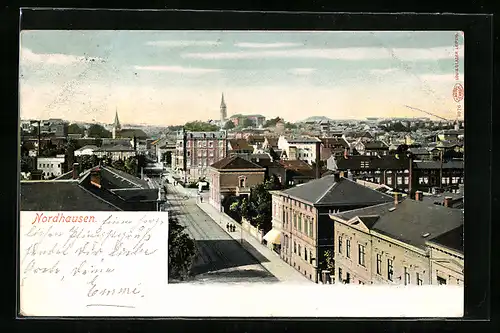 AK Nordhausen, Teilansicht mit Strassenpartie