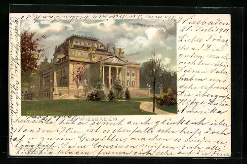 Künstler-AK Carl Münch: Wiesbaden, Partie am Opernhaus
