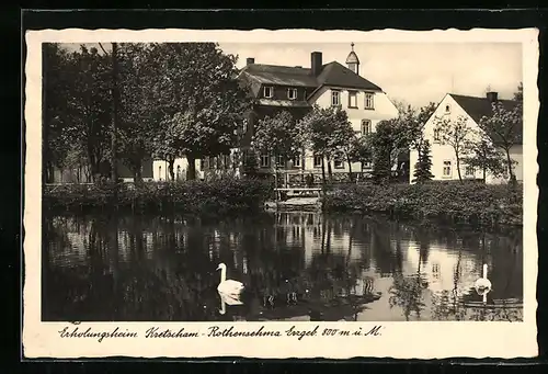 AK Kretscham-Rothensehma, Erholungsheim mit Anleger und Schwänen