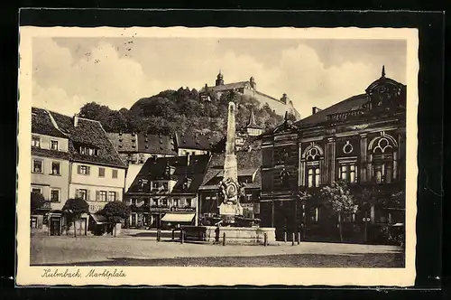 AK Kulmbach i. Bay., Marktplatz mit Brunnen