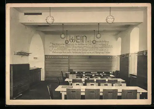 AK Würzburg, Gasthaus Juliusspital, Innenansicht vom Speiseraum
