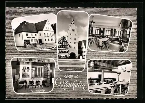 AK Monheim, Gasthof zur Krone, Innenansicht, Oberes Tor