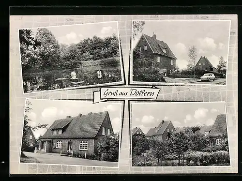 AK Dollern bei Stade, Häuseransichten, Schwanenteich