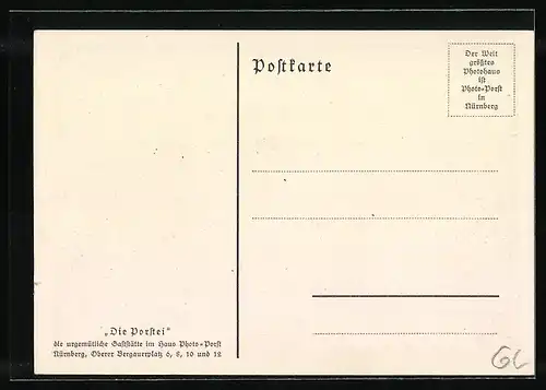 AK Nürnberg, Gasthaus Porstei, Oberer Bergauerplatz 6, 8, 10 & 12