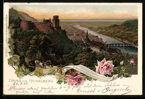 Lithographie Heidelberg, Ortsansicht