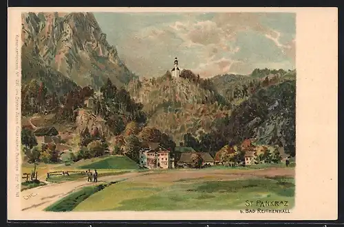 Künstler-Lithographie Edward Theodore Compton: St. Pankraz, Panorama