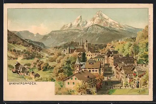 Künstler-AK Edward Harrison Compton: Berchtesgaden, Panorama