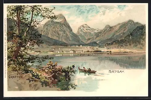 Künstler-AK Edward Theodore Compton: Pertisau, Gesamtansicht mit See und Bergen