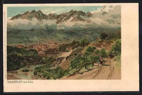 Künstler-AK Edward Theodore Compton: Innsbruck, Dorf gegen malerische Berglandschaft