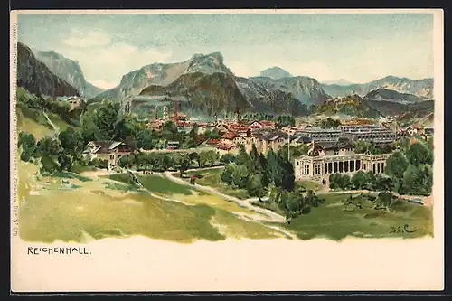 Künstler-AK Bad Reichenhall, Panorama