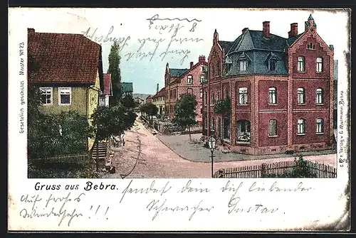 Lithographie Bebra, Strassenansicht