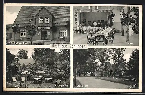 AK Söhlingen, Gasthof zur Linde, Strassenpartie am Ortseingang