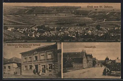 AK St. Johann, Kolonialwaren und Sattlerei Schwarz, Hauptstrasse