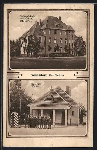 AK Wünsdorf bei Teltow, Stabsgebäude des A. Btls. Inf. Regt. 9, Kasernen-Wache