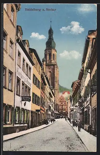 AK Heidelberg, Hauptstrasse mit Herberge zur Heimat