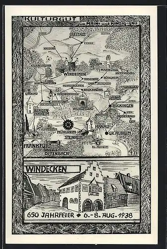 AK Windecken, 650 Jahrfeier 1938, Ortsansicht, Umgebung