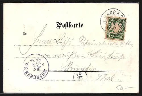 Lithographie Gangkofen, Heiligenstadt, Unterer Marktplatz, Oberer Marktplatz