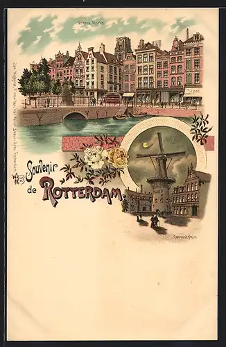 Lithographie Rotterdam, Oosvestplein, Groote Markt
