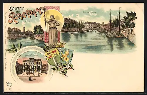 Lithographie Rotterdam, Viaduct, Geldersche Kade, Museum Boymans