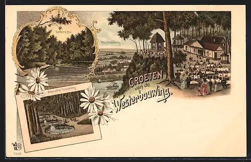 Lithographie Renkum, Ansichten vom Restaurant Westerbouwing