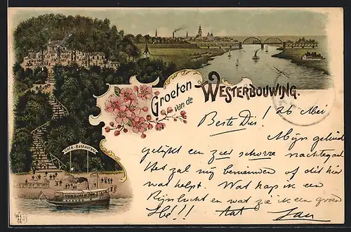 Lithographie Westerbouwing, Café-Restaurant, Panorama