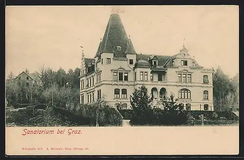 AK Graz-Kroisbach, Sanatorium mit Garten