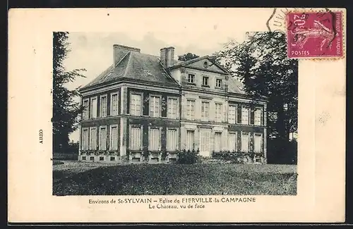 AK Fierville-la-Campagne, Eglise, le Chateau, vu de face