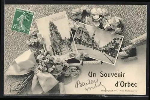 AK Orbec, Grande Rue, l`Eglise Notre-Dame