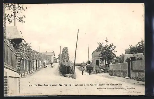 AK La Rivière-Saint-Sauveur, Avenue de la Gare et Route de Genneville