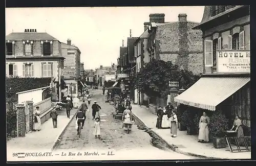 AK Houlgate, La Rue du Marché, Strassenpartie