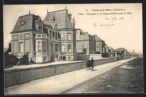 AK Lion-sur-Mer, Villa Tanagra et Digue-Promenade à l`Est