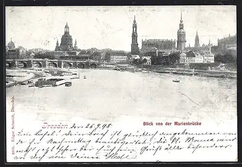 AK Dresden, Blick von der Marienbrücke