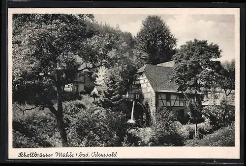 AK Schollbrunn im badischen Odenwald, Gasthof Schollbrunner Mühle