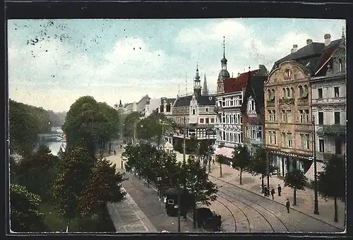 AK Düsseldorf, Königsallee und Stadtgraben
