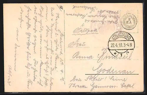 AK Stralsund, Blick von Rügen aus