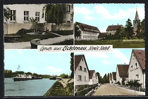 AK Lichtenau / Kehl, Siedlung, Partie bei der Kirche, Brunnen