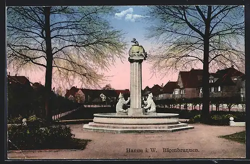AK Hamm i. W., am Bärenbrunnen