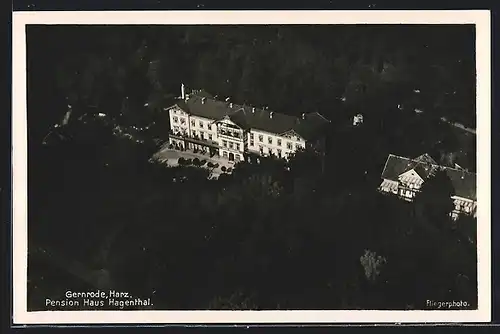 AK Gernrode / Harz, Pension Haus Hagenthal, Fliegerfoto