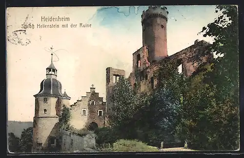 AK Heidenheim / Brenz, Schloss Hellenstein mit Ruine
