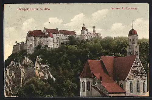 AK Heidenheim a. Brz., Kirche und Schloss Hellenstein