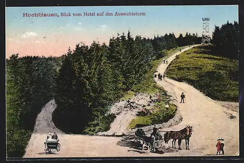 AK Badenweiler /Schwarzwald, Blick vom Hotel Hochblauen auf den Aussichtsturm