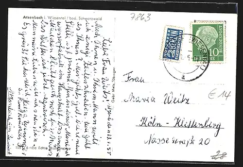 AK Atzenbach i. Wiesental /Schwarzwald, Gesamtansicht des Ortes