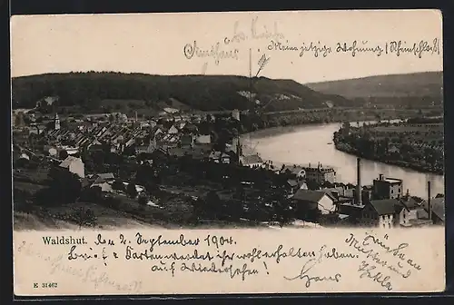 AK Waldshut, Flusspartie mit Ortsansicht