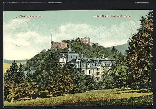 AK Badenweiler, Hotel Römerbad und Ruine