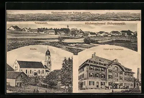 AK Höchenschwand /Schwarzwald, Hotel und Kurhaus, Kirche, Totalansicht