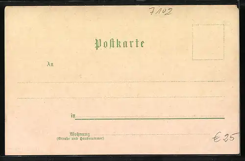 Lithographie Weinsberg, Turm mit Eingang der Burg, Kernerhaus, Ortsansicht