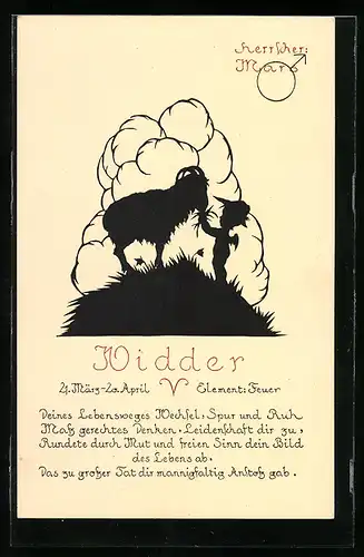 AK Sternzeichen Widder, 21. März-20. April, Element Feuer