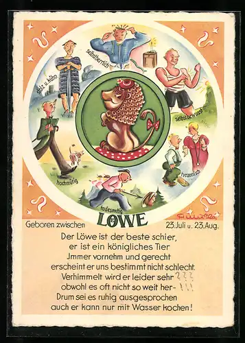 AK Charakterisierung des Sternzeichens Löwe mit Illustrationen